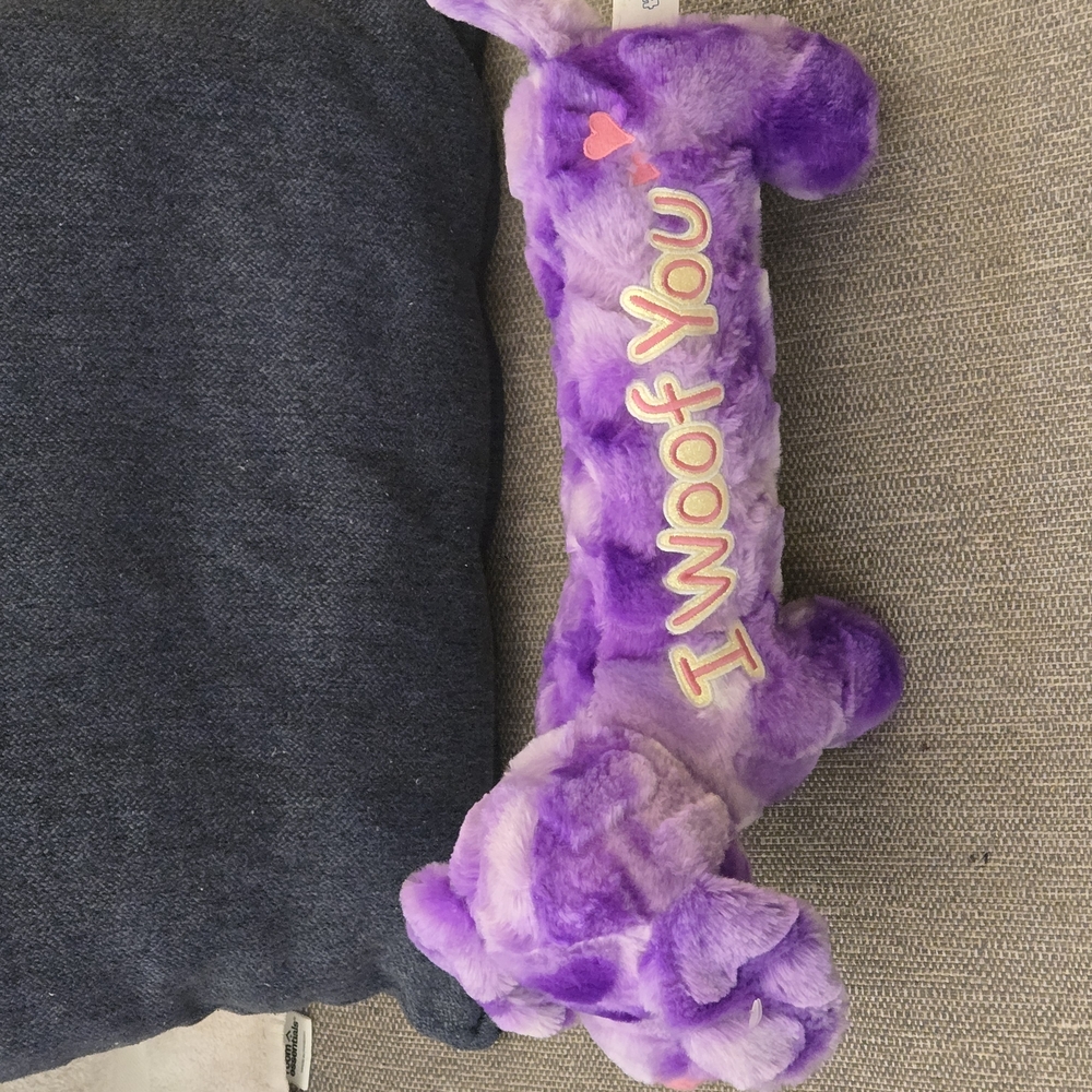 Cute Purple Dog Plush with Embroidery
